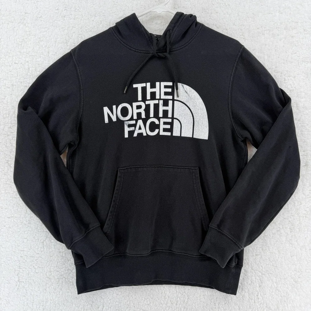The North Face Hoodie Sweatshirt Mens Small Black‎ Pullover Big Logo Graphic